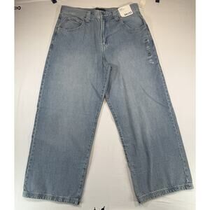 Aeropostale Men’s Super Baggy Jeans 36x32 Blue Denim Crown 8 Ball Patch NWT